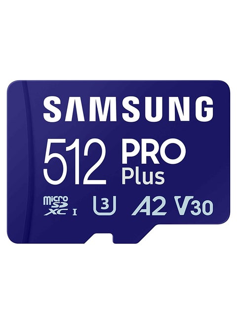 Pro Plus MicroSD Card + SD Adapter For Mobile Gaming On Smartphones, Tablets And Handheld Consoles, UHS-I U3, Full HD And 4K UHD, 180MB/s Read, 130MB/s Write, MB-MD512SA/EU 512 GB