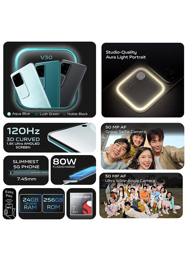vivo - V30 5G Dual SIM Noble Black 12GB RAM 256GB - Middle East Version - Image 1