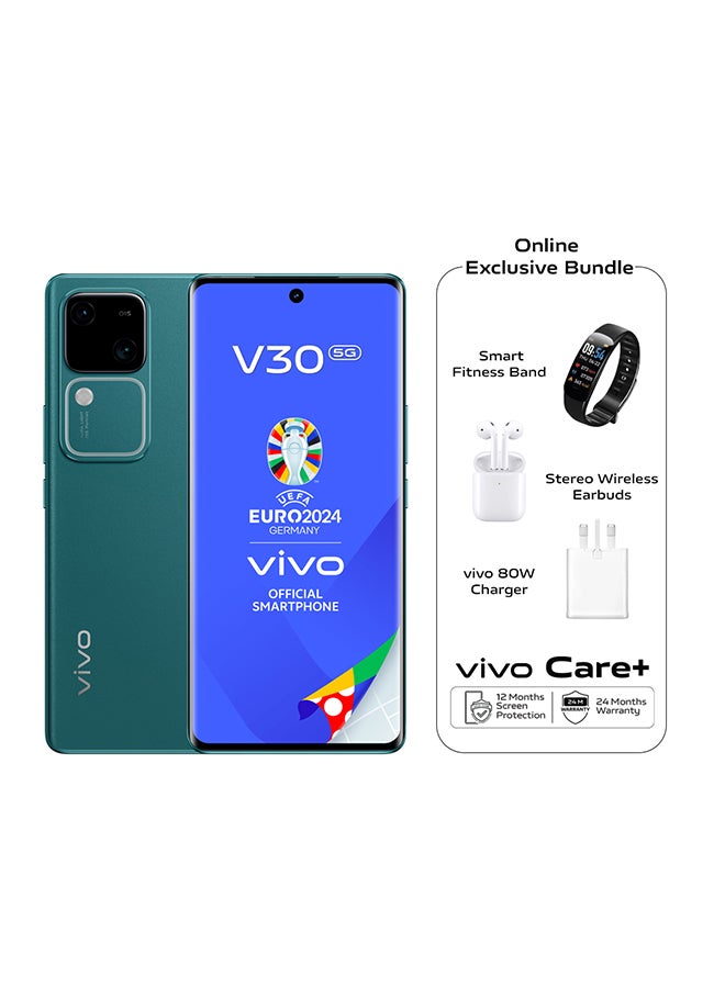 vivo - V30 5G Dual SIM Lush Green 12GB RAM 512GB With Exclusive Gifts Earbuds, Smart Fitness Band, 80W Charger And 24 Months Warranty + 1 Year Screen Replacement - Middle East Version - Image 1