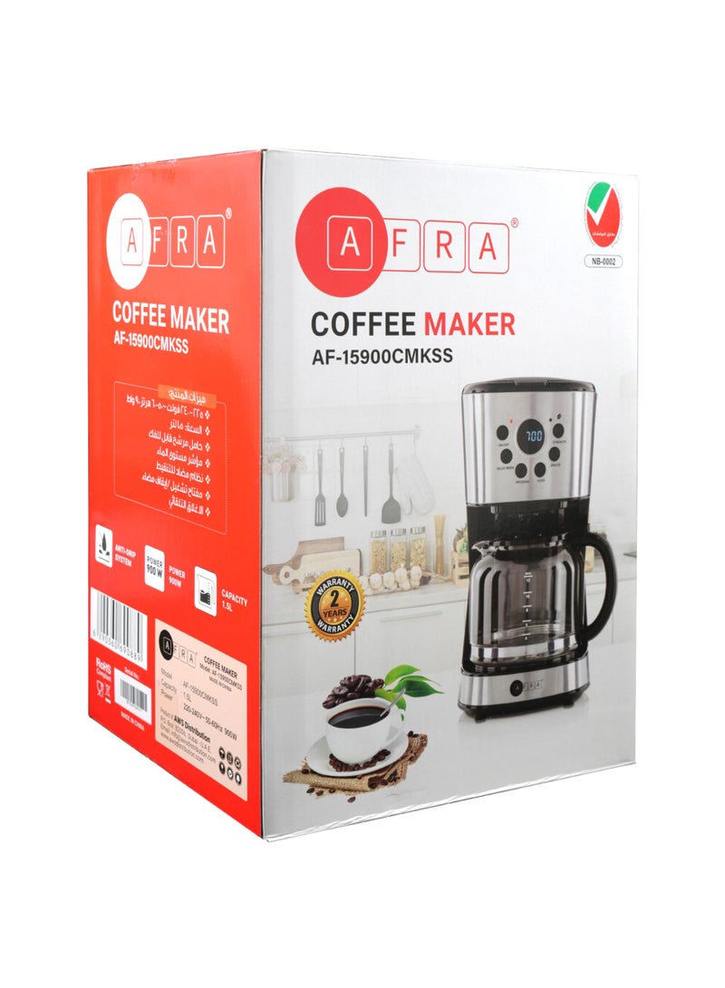 AFRA Japan Coffee Maker 1.5L Capacity 900W Anti-Drip Removable Filter Automatic Shut off Stainless Steel Finish G-Mark ESMA RoHS CB 2 years warranty 1.5 L 900 W G-Mark ESMA RoHS CB Black/Silver - Image 5