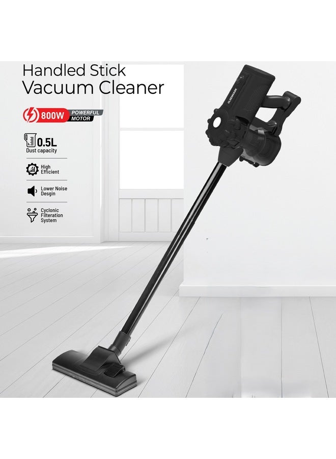 Handheld Stick Vacuum Cleaner With Dust Bag Capacity, Low Noise 0.5 L 800 W OMVC1857 Black