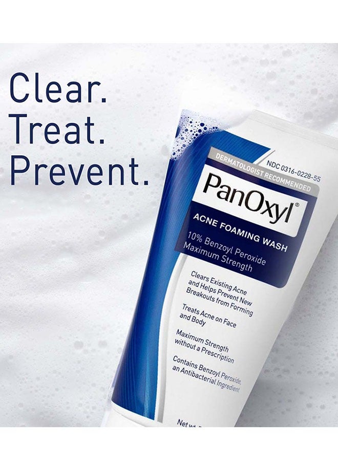 PanOxyl - Acne Foaming Wash Benzoyl Peroxide 10% Maximum Strength Antimicrobial(5.5 Oz),Clears Existing Acne And Helps Prevent New Breskouts From Forming,Trests Acne On Face And Body 0.156kg - Image 1