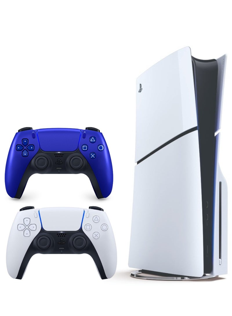 سوني وحدة تحكم قرصية رفيعة لجهاز PlayStation 5 مع وحدة تحكم لاسلكية إضافية  - Image 1