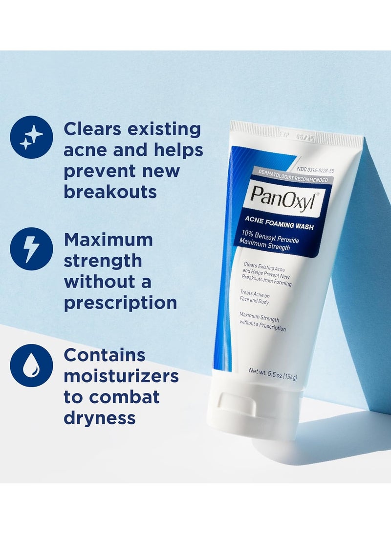 PanOxyl - Acne Foaming Wash Benzoyl Peroxide 10% Maximum Strength 156 gramsgrams - Image 1