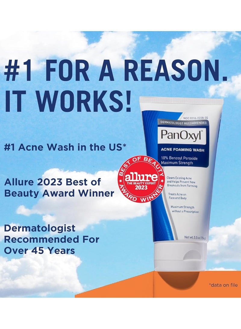 PanOxyl - Acne Foaming Wash Benzoyl Peroxide 10% Maximum Strength 156 gramsgrams - Image 1