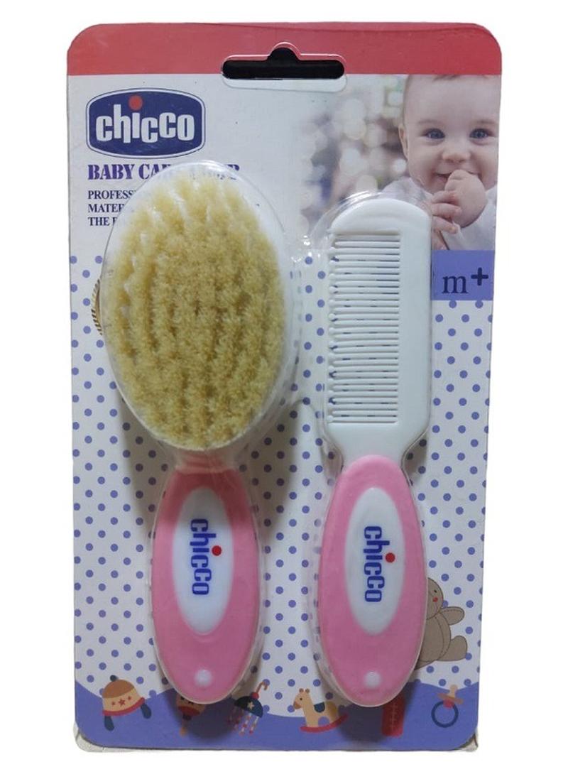 مشط وفرشاة للعناية بالطفل من شيكو - وردي