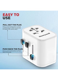 Honeywell Universal World Travel Adapter With 2xUSB Ports,1xTypeC PD30W Worldwide Wall Charger For EU,US,UK And CN Plugs White  - Image 5