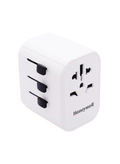 Honeywell Universal World Travel Adapter With 2xUSB Ports,1xTypeC PD30W Worldwide Wall Charger For EU,US,UK And CN Plugs White  - Image 1