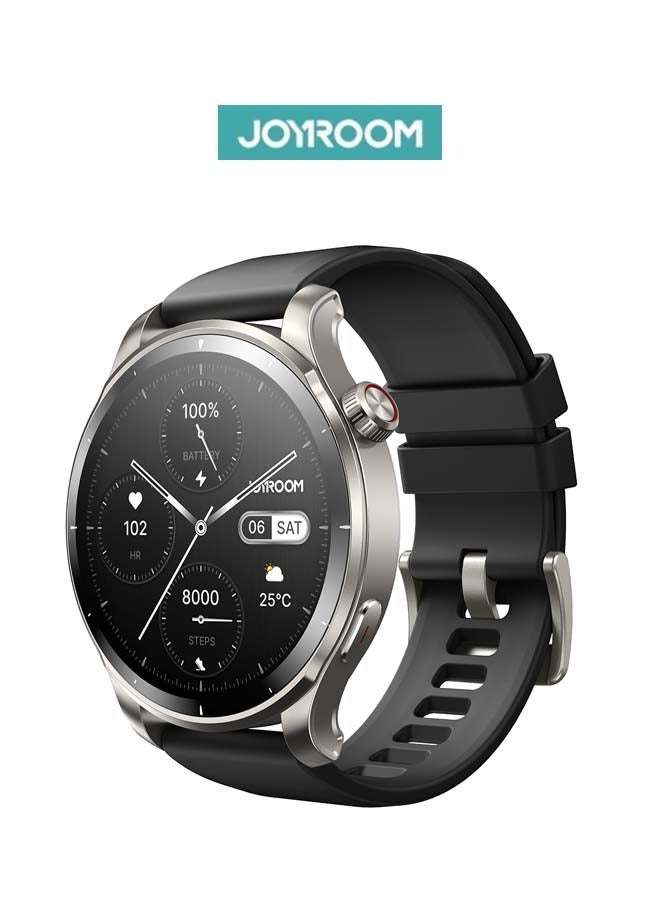 300 mAh JR-FV1 Smart Watch Can Make And Receive Calls 1.43-Inch HD Screen Bluetooth Connection Fitness Monitoring For Men And Women Compatible With Apple And Android Metal Silicone Strap Space Grey 