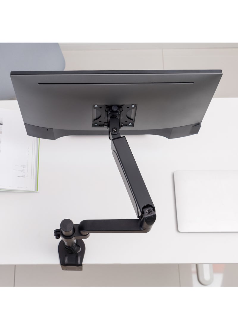 GameOn - GO-3363 Pole Mounted Gas Spring Single Monitor Arm Stand Mount For Gaming And Office Use 17 to 32 inches Each Arm Upto 10 KG Matte Black - Image 1