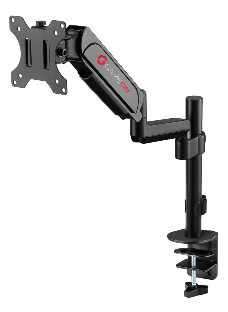 GameOn - GO-3363 Pole Mounted Gas Spring Single Monitor Arm Stand Mount For Gaming And Office Use 17 to 32 inches Each Arm Upto 10 KG Matte Black - Image 1