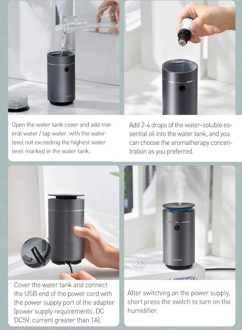Baseus Humidifier Air Purifier And Freshener With USB Cable Humidifier Gray  - Image 4