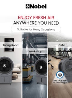 Nobel Air Cooler 80 Ltrs Water Tank, Mechanical Typhoon Cooling, Automatic Oscillation, and Powerful 250W Performance 80 L 250 W Nobel Air Cooler NAC1111B Grey  - Image 5