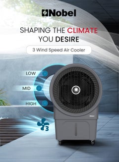 Nobel Air Cooler 80 Ltrs Water Tank, Mechanical Typhoon Cooling, Automatic Oscillation, and Powerful 250W Performance 80 L 250 W Nobel Air Cooler NAC1111B Grey  - Image 3