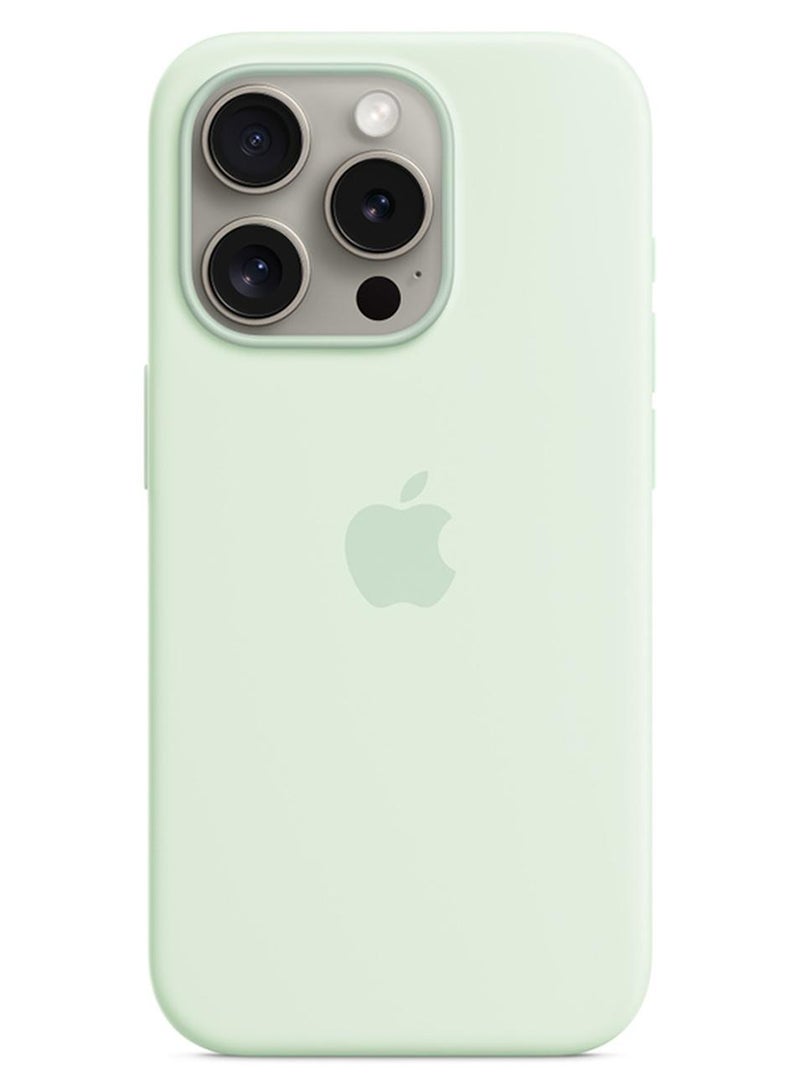 ابل  غطاء حماية من السيليكون لهاتف iPhone 15 Pro Max مزود بميزة MagSafe Soft Mint - Image 1