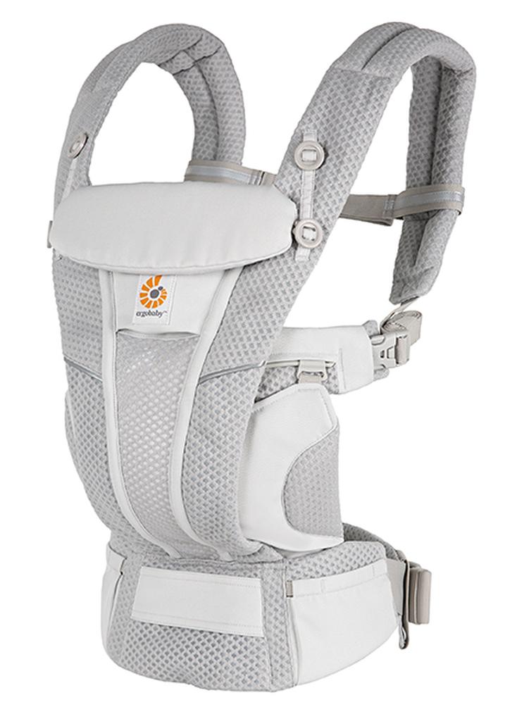 إيرجوبيبي حاملة أطفال شبكية قابلة للتنفس لجميع أوضاع الحمل من Omni Breeze مع دعم قطني محسّن وتدفق الهواء بلون رمادي لؤلؤي - Image 1