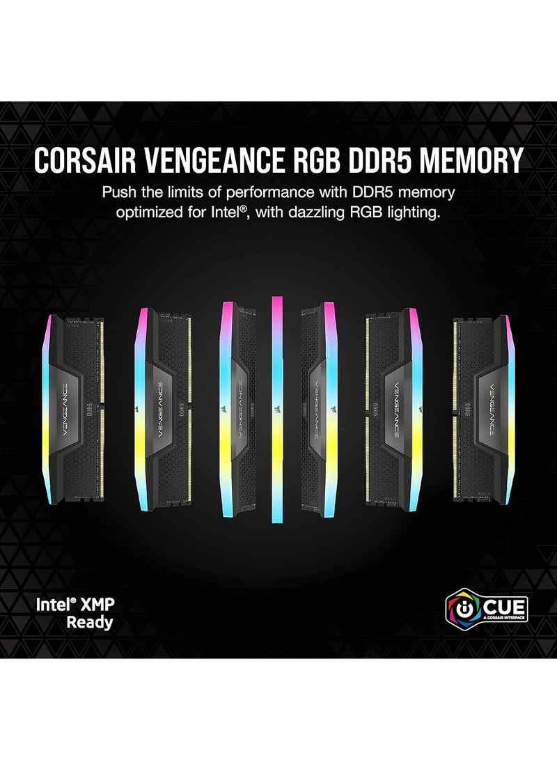 CORSAIR - VENGEANCE RGB DDR5 RAM 32GB (2x16GB) 6000MHz CL30 AMD EXPO iCUE Compatible Computer Memory - Grey (CMH32GX5M2B6000Z30K) 32 GB - Image 1