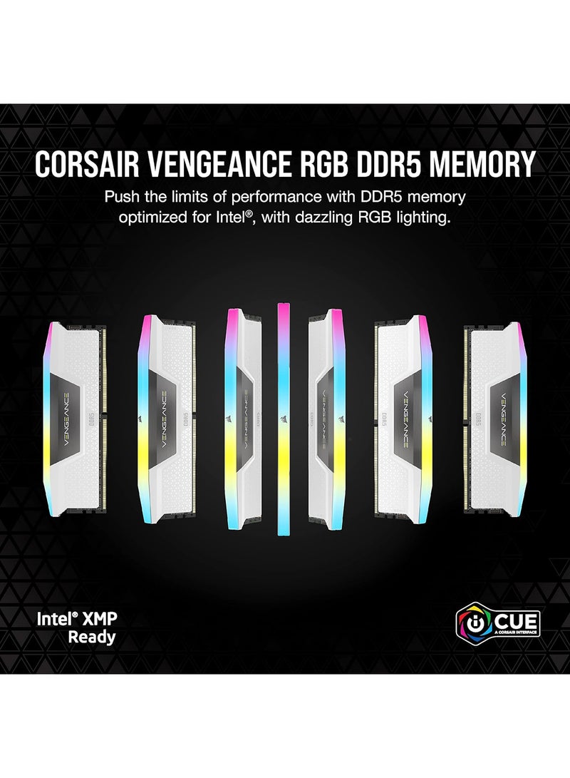 CORSAIR - VENGEANCE RGB DDR5 RAM 32GB (2x16GB) 6000MHz CL40 Intel XMP iCUE Compatible Computer Memory - White (CMH32GX5M2B6000C40W) 32 GB - Image 1
