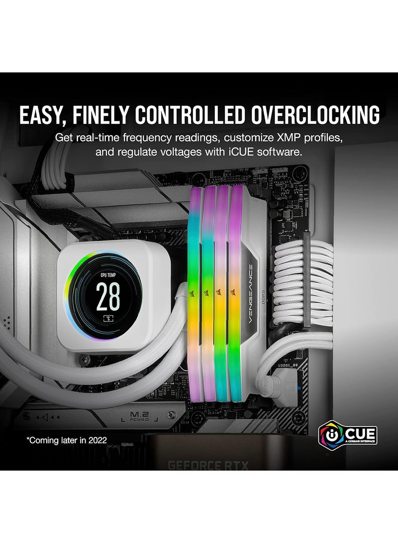 CORSAIR - VENGEANCE RGB DDR5 RAM 32GB (2x16GB) 6000MHz CL40 Intel XMP iCUE Compatible Computer Memory - White (CMH32GX5M2B6000C40W) 32 GB - Image 1