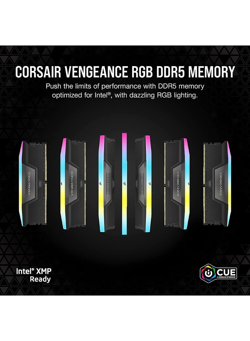 CORSAIR - VENGEANCE RGB DDR5 RAM 32GB (2x16GB) 6000MHz CL36 Intel XMP iCUE Compatible Computer Memory - Black (CMH32GX5M2E6000C36) 32 GB - Image 1