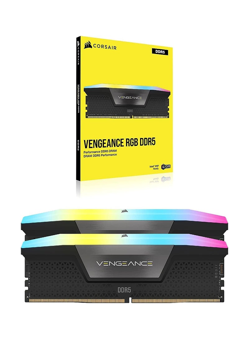 CORSAIR - VENGEANCE RGB DDR5 RAM 32GB (2x16GB) 6000MHz CL36 Intel XMP iCUE Compatible Computer Memory - Black (CMH32GX5M2E6000C36) 32 GB - Image 1