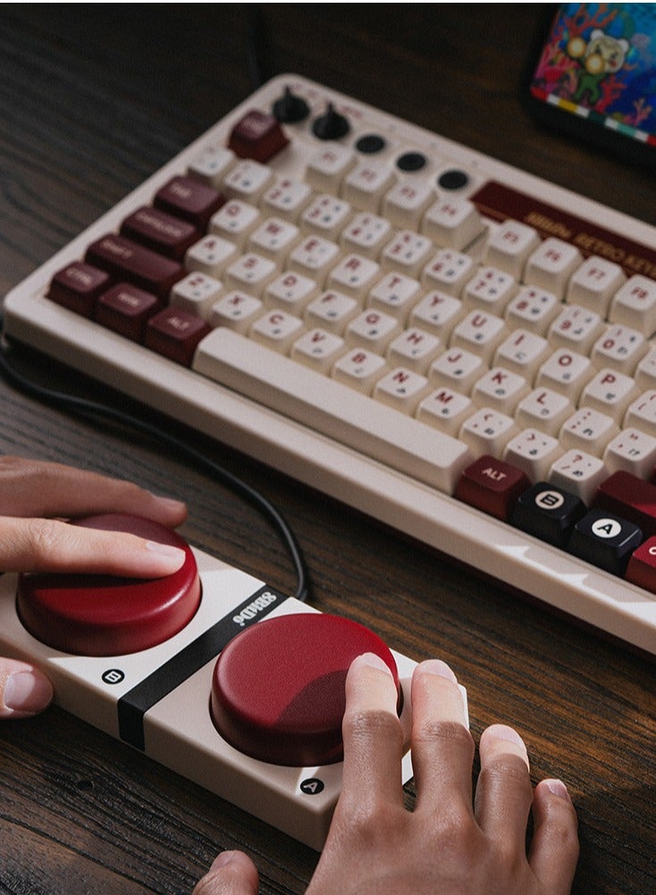 8Bitdo - Retro Mechanical Keyboard, Bluetooth/2.4G/USB-C Hot Swappable Gaming Keyboard with 87 Keys, Dual Super Programmable Buttons for Windows and Android - Fami Edition - Image 1