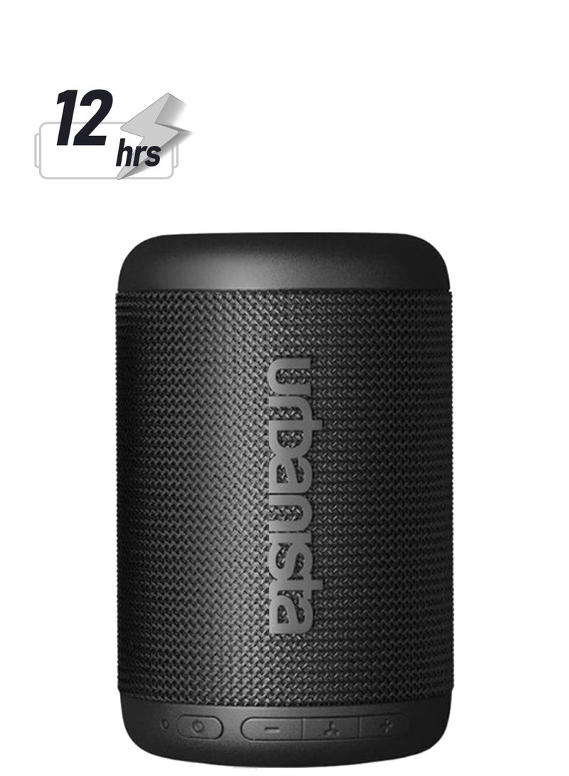 Urbanista Memphis Wireless Bluetooth Speaker, Portable Speaker Water Resistant IPX5 Rating, 12H Playtime, Button Control, Bluetooth 5.2 Dual Pairing, Loud Speaker Stereo Sound, Outdoor Speakers Black 