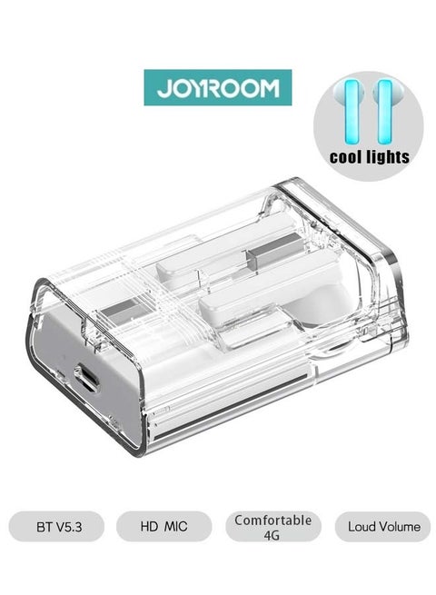 JR-TC1 True Wireless Bluetooth Headphones, Low Latency And Fast Charging, Semi-In-Ear Style With Charging Box And RBG Light, Suitable For IPhone, Huawei, Samsung and Xiaomi Headphones White
