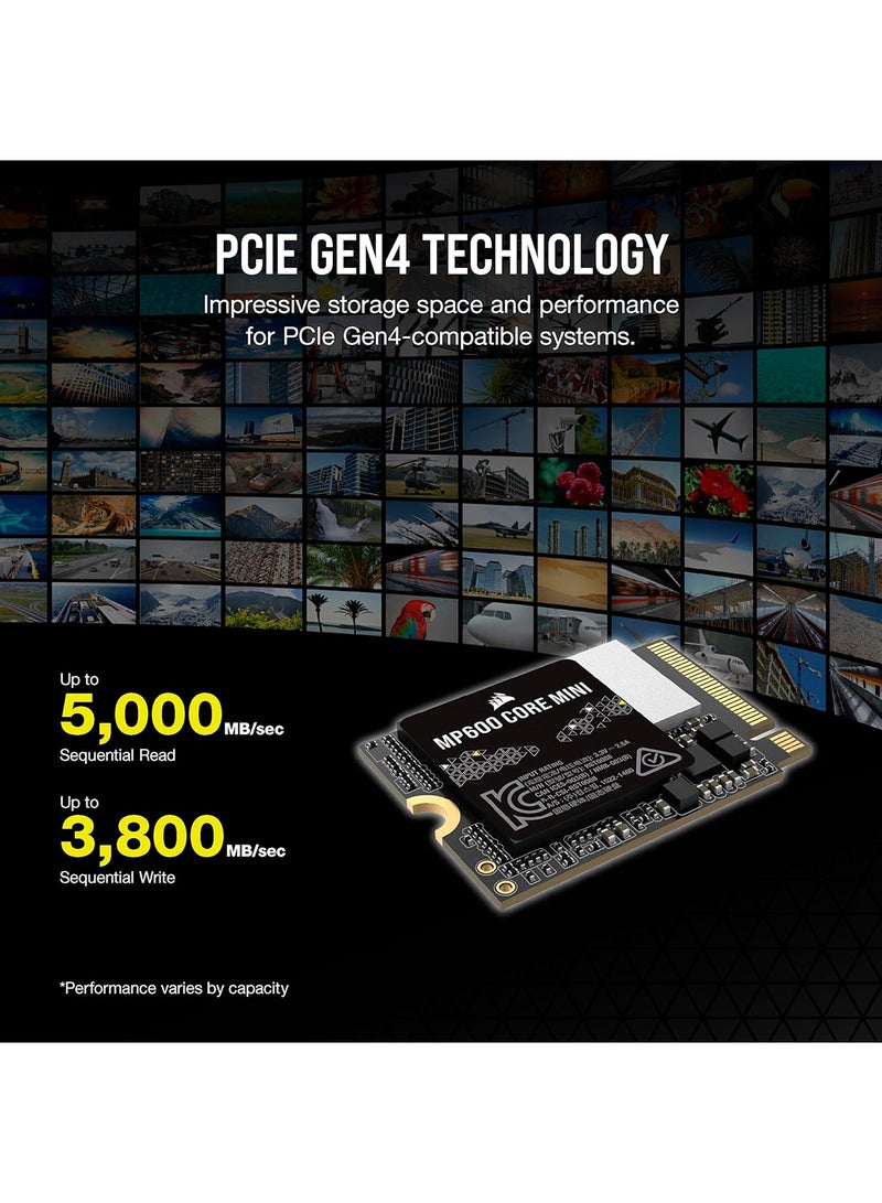 MP600 CORE MINI 1TB M.2 NVMe PCIe x4 Gen4 2 SSD – M.2 2230 – Up to 5,000MB/sec Sequential Read – High-Density QLC NAND – Great for Steam Deck, ASUS ROG Ally, Microsoft Surface Pro – Black 1 TB