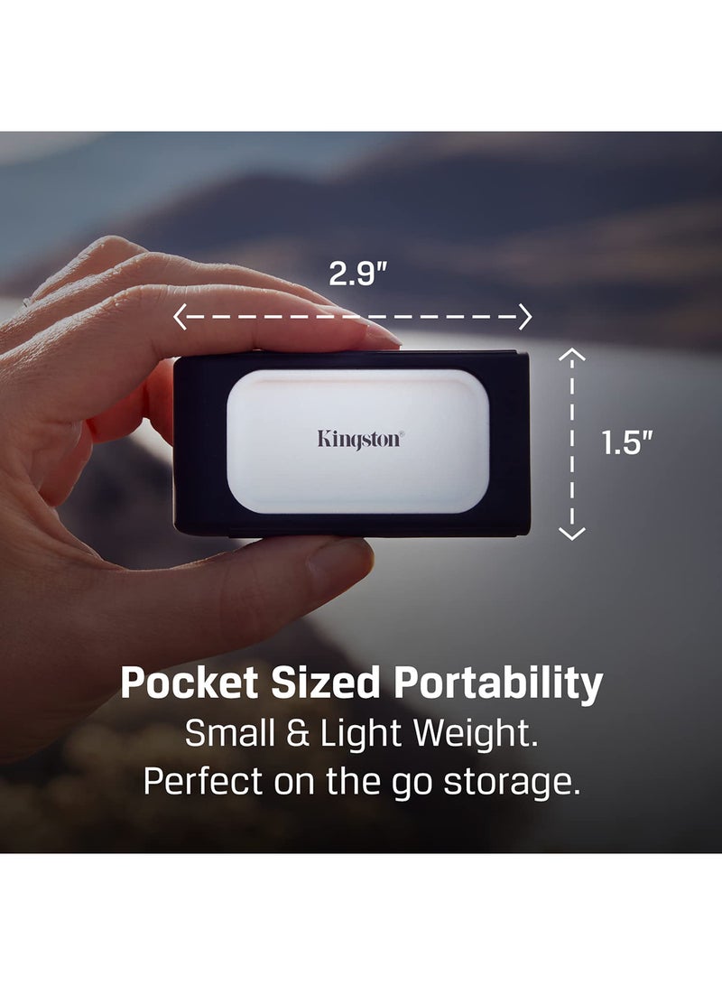Kingston - XS2000 2TB High Performance Portable SSD with USB C Pocket Sized USB 3.2 Gen 2x2 External Solid State Drive Up to 2000MB/s SXS2000/2000G, Silver 2 TB - Image 1
