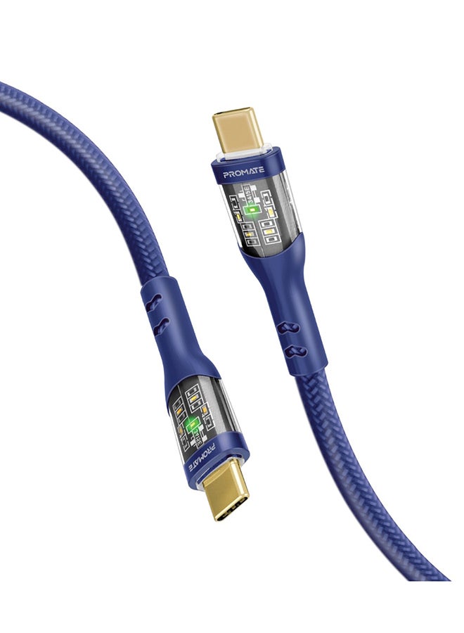 بروميت كابل USB-C إلى USB-C، كابل Type-C عالي الجودة بقوة 60 وات مع أغلفة شفافة، ومزامنة بيانات بسرعة 480 ميجابت في الثانية وكابل مضفر من النايلون بطول 200 سم لهاتف iPhone 15، وGalaxy S23، وMacBook Pro M3، وTransLine-CC203 - Image 1