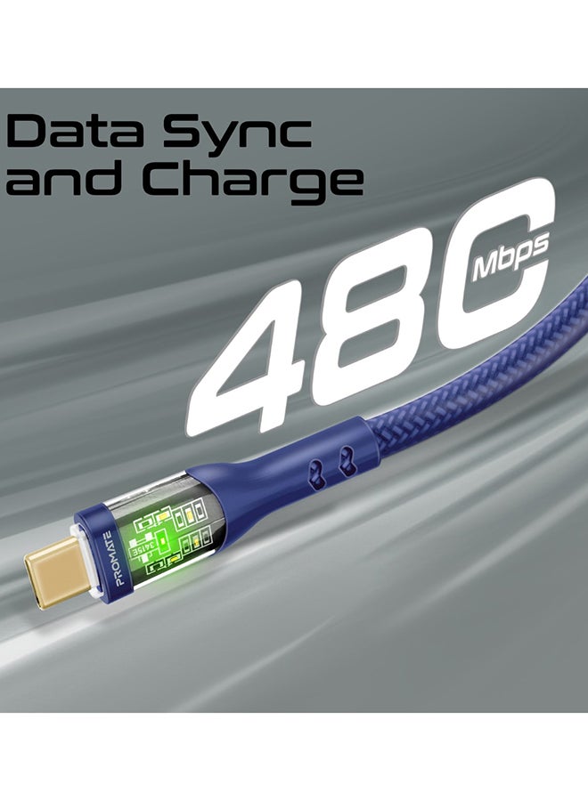 بروميت كابل USB-C إلى USB-C، كابل Type-C عالي الجودة بقوة 60 وات مع أغلفة شفافة، ومزامنة بيانات بسرعة 480 ميجابت في الثانية وكابل مضفر من النايلون بطول 200 سم لهاتف iPhone 15، وGalaxy S23، وMacBook Pro M3، وTransLine-CC203 - Image 3