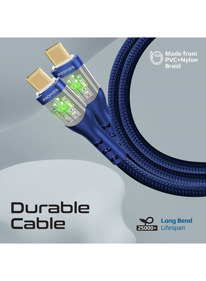 بروميت كابل USB-C إلى USB-C، كابل Type-C عالي الجودة بقوة 60 وات مع أغلفة شفافة، ومزامنة بيانات بسرعة 480 ميجابت في الثانية وكابل مضفر من النايلون بطول 200 سم لهاتف iPhone 15، وGalaxy S23، وMacBook Pro M3، وTransLine-CC203 - Image 2