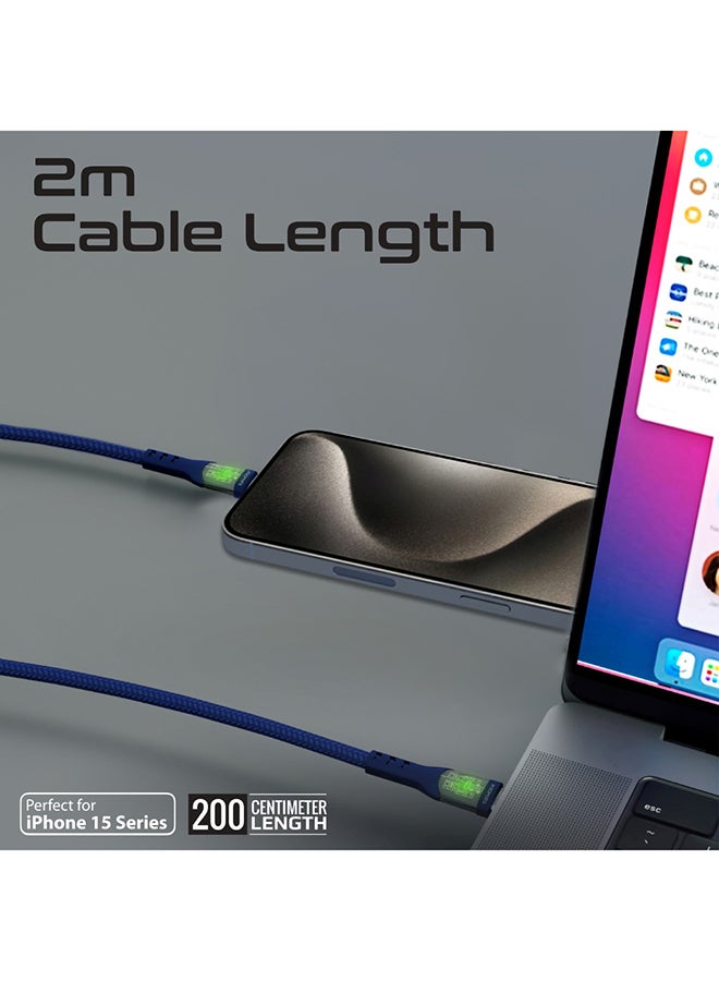 بروميت كابل USB-C إلى USB-C، كابل Type-C عالي الجودة بقوة 60 وات مع أغلفة شفافة، ومزامنة بيانات بسرعة 480 ميجابت في الثانية وكابل مضفر من النايلون بطول 200 سم لهاتف iPhone 15، وGalaxy S23، وMacBook Pro M3، وTransLine-CC203 - Image 4