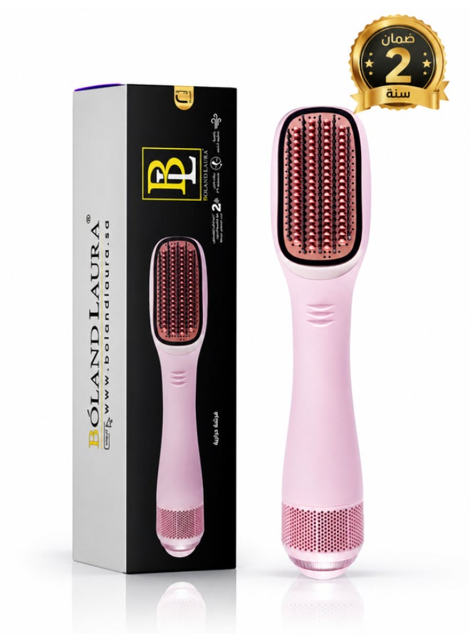 Boland Laura 2-in-1 Professional Hot Air Styling Brush – Ceramic Hair Dryer, Styler & Straightener – 1200W Fast Heating Technology – Smooth, Frizz-Free Hair with Natural Shine – Pink Blue - Image 1