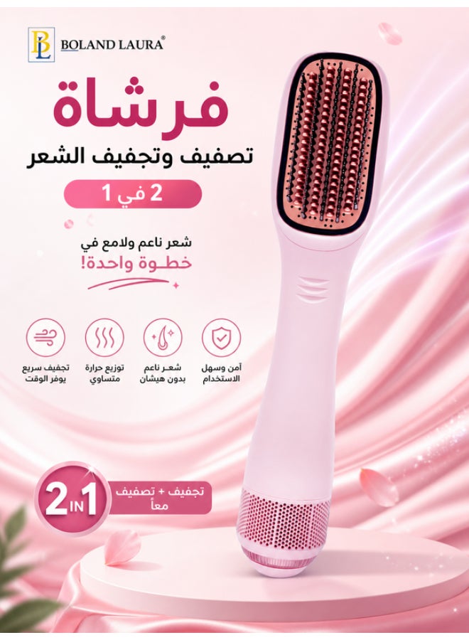 Boland Laura 2-in-1 Professional Hot Air Styling Brush – Ceramic Hair Dryer, Styler & Straightener – 1200W Fast Heating Technology – Smooth, Frizz-Free Hair with Natural Shine – Pink Blue - Image 2