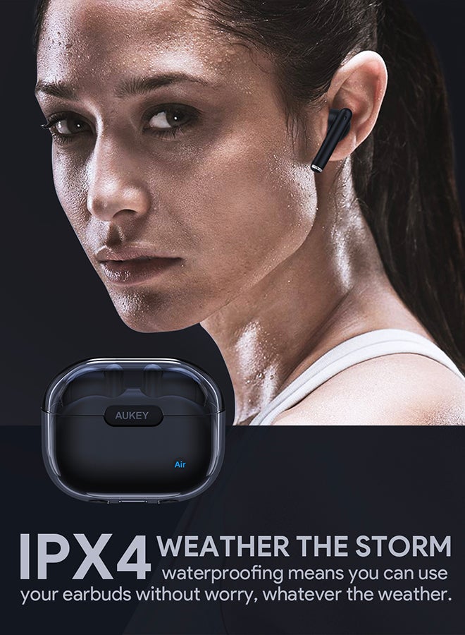 Aukey - EP-M2 Move Air True Wireless Earbuds، BT 5.3, IPX4 Waterproof, 20 Battrey Life, 3.5g Weight Black - Image 1