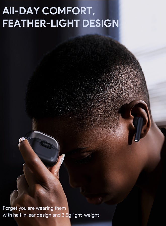 Aukey - EP-M2 Move Air True Wireless Earbuds، BT 5.3, IPX4 Waterproof, 20 Battrey Life, 3.5g Weight Black - Image 1