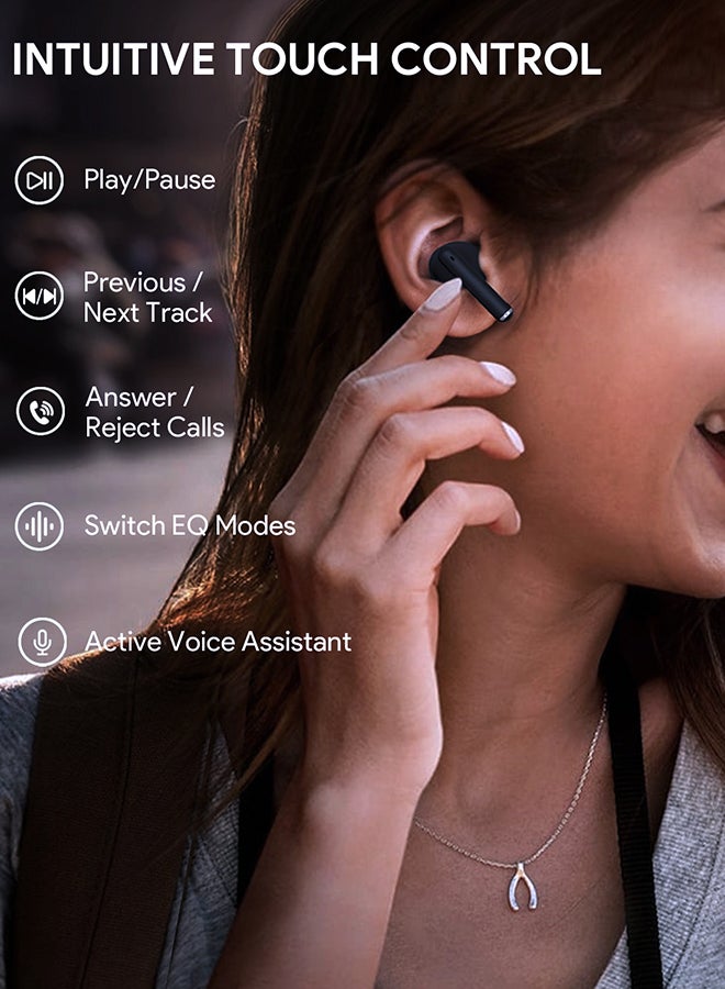 Aukey - EP-M2 Move Air True Wireless Earbuds، BT 5.3, IPX4 Waterproof, 20 Battrey Life, 3.5g Weight Black - Image 1