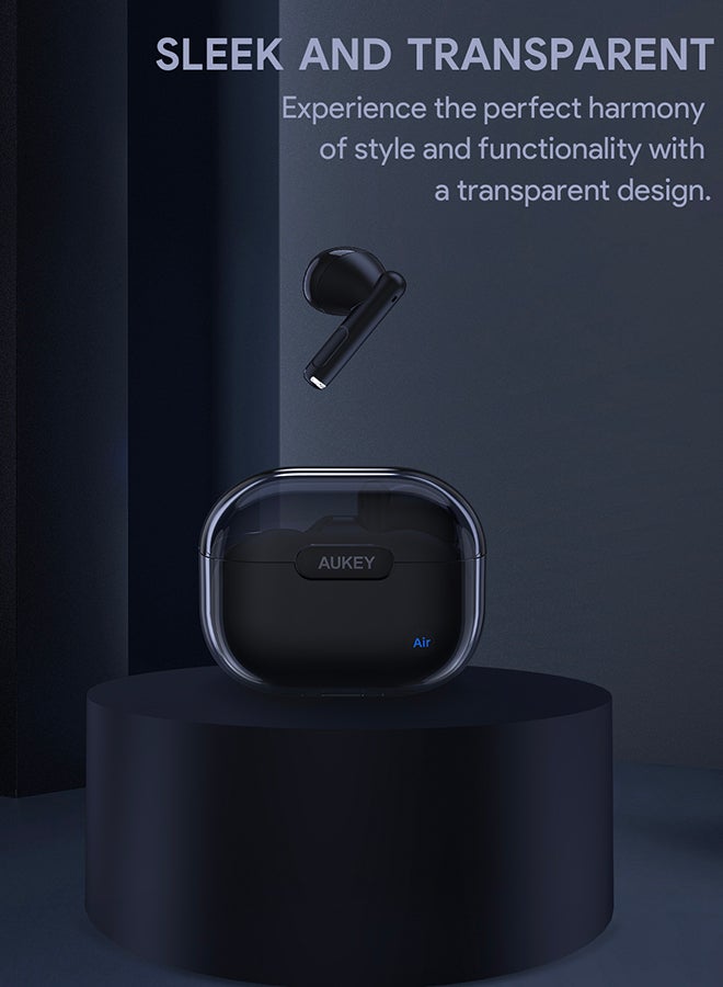 Aukey - EP-M2 Move Air True Wireless Earbuds، BT 5.3, IPX4 Waterproof, 20 Battrey Life, 3.5g Weight Black - Image 1