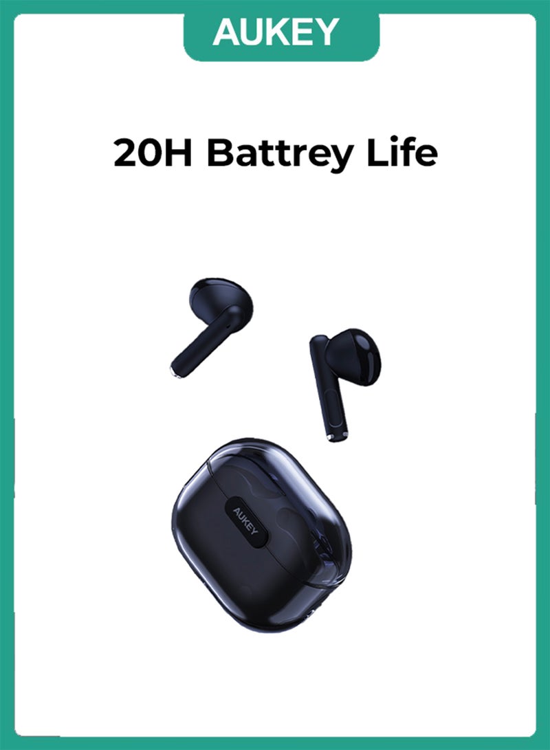 Aukey EP-M2 Move Air True Wireless Earbuds، BT 5.3, IPX4 Waterproof, 20 Battrey Life, 3.5g Weight Black - Image 1
