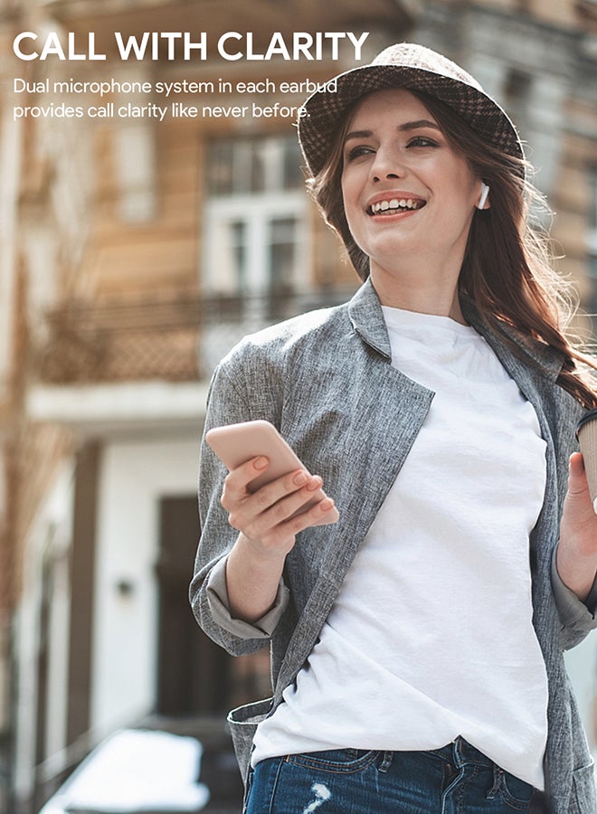 Aukey - True Wireless Earbuds with ANC Active Noise Cancellation، BT 5.2, IPX5 Waterproof Battery Life 24 hours, 4g Weight, EP-M1NC White - Image 1