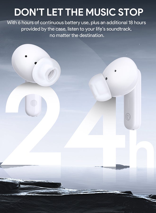 Aukey - True Wireless Earbuds with ANC Active Noise Cancellation، BT 5.2, IPX5 Waterproof Battery Life 24 hours, 4g Weight, EP-M1NC White - Image 1