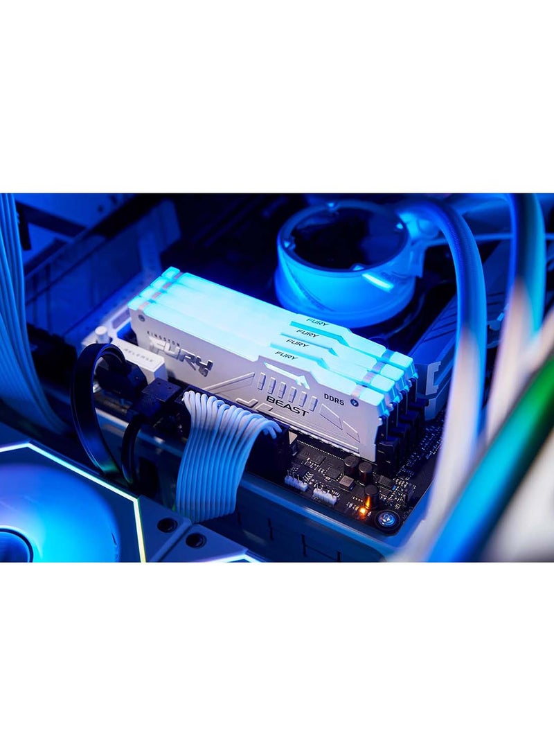 Kingston - Fury Beast White RGB 64GB (2x32GB) 6000MT/s CL40 DDR5 XMP DIMM | Infrared Syncing | Fury CTRL Software | Overclocking | Plug N Play | Intel XMP 3.0 | Kit of 2 | KF560C40BWAK2-64 white - Image 1