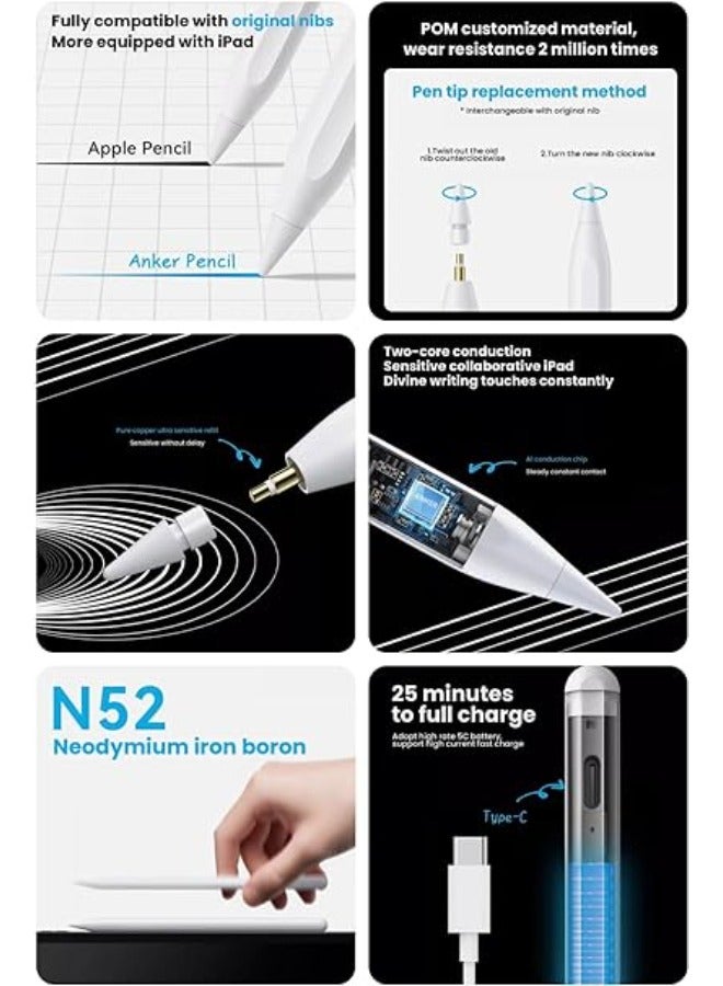 Anker Pencil Drawing Stylus Pen Capacitive Pencil Screen Pen For Apple iPad/iPad Pro/Air/mini White - pnsku/N70053038V/45/_/1709874072/b379ab37-ca3a-4fef-8bdf-96c5b1cb5cf5