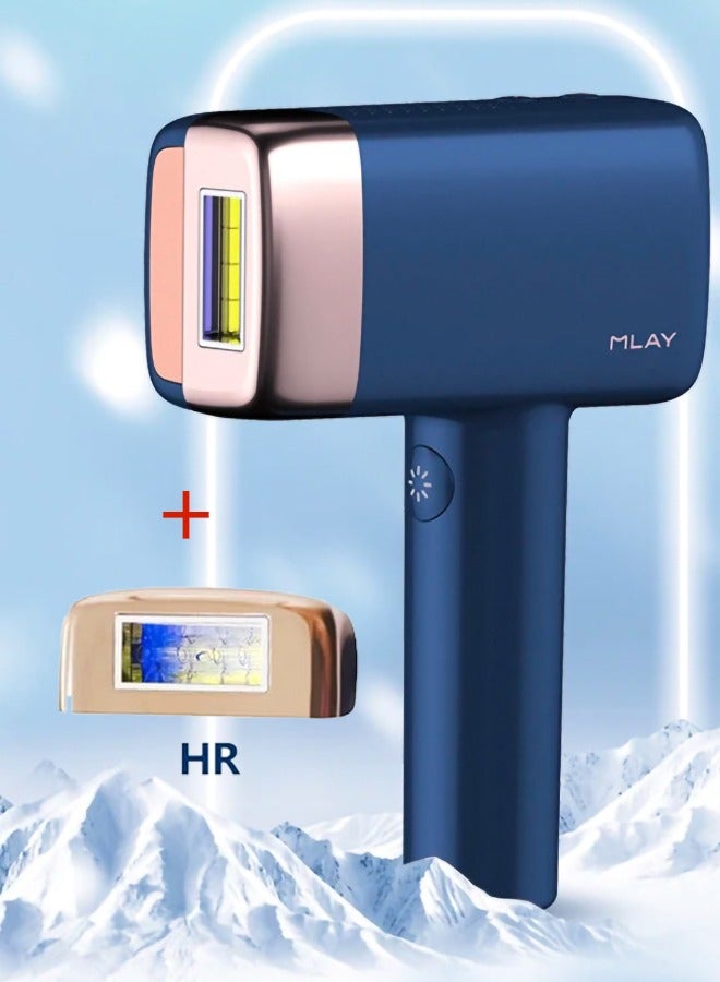 MLAY Newest T14 Laser Painless Fast Hair Removal 3℃ Cold Compress/5-Levels/500000 Pulses Carry An Additional HR Lamp Dark Blue - Image 1
