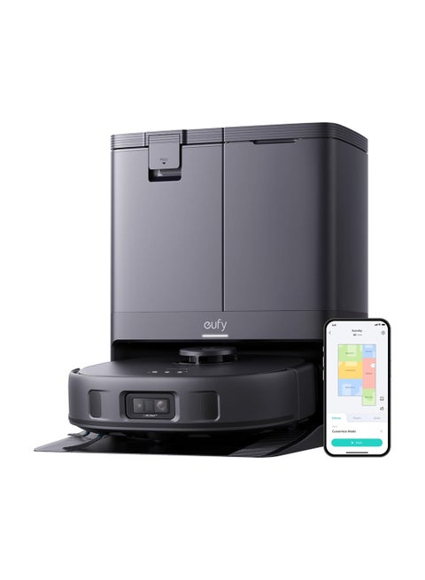 مكنسة وممسحة eufy X10 Pro Omni Robot مع شفط 8000 باسكال، ممسحة مزدوجة مع رفع تلقائي 12 مم واكتشاف السجاد، تجنب العوائق بالذكاء الاصطناعي، غسيل ممسحة تلقائي، تجفيف ذاتي، تفريغ ذاتي، إعادة تعبئة ذاتية