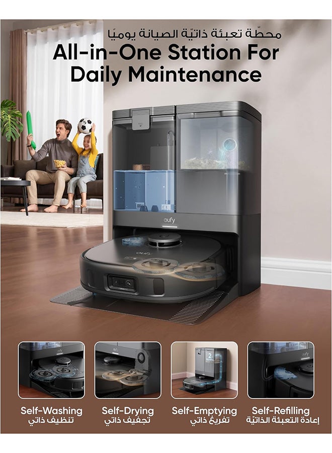 eufy X10 Pro Omni Robot Vacuum and Mop with 8,000 Pa Suction, Dual Mops with 12 mm Auto-Lift and Carpet Detection, AI Obstacle Avoidance, Auto Mop Washing, Self-Drying, Self-Emptying, Self-Refilling 20 W T2351 black - Image 2