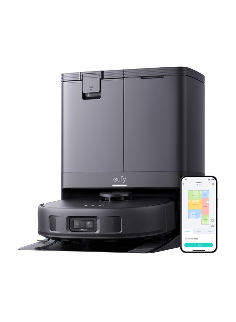 إيوفي - X10 Pro Omni Robot Vacuum and Mop Combo, 8,000 Pa Suction, Dual Mops with 12 mm Auto-Lift and Carpet Detection, AI Obstacle Avoidance, Auto Mop Washing, Auto Drying, Self-Emptying, Self-Refilling 20 W T2351 Black - Image 1