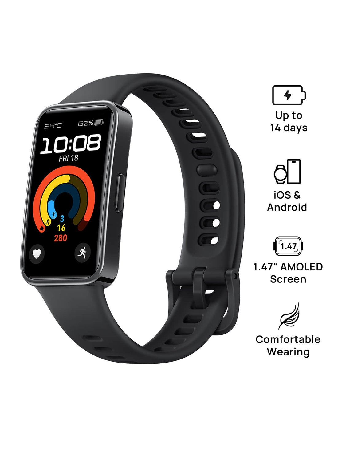 HUAWEI Band 9 Smart Watch, Ultra-Thin Design And Comfortable Wearing, Scientific Sleep Analysis, Durable Battery Life, IOS And Android Starry Black 